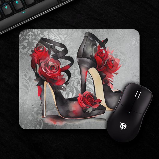 Tapis De Souris Vampy Strappy Stilettos | Roses rouges talons sur