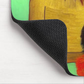 Tapis De Souris Van Gogh Black Kitten Fleurs rouges (Coin)