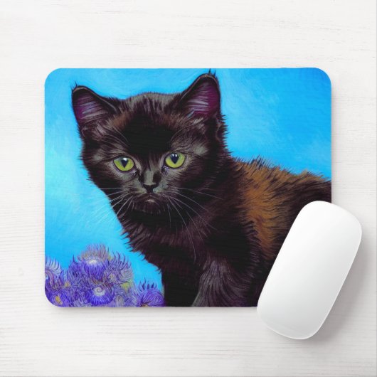 Tapis De Souris Van Gogh Chat et fleurs (Avec souris)