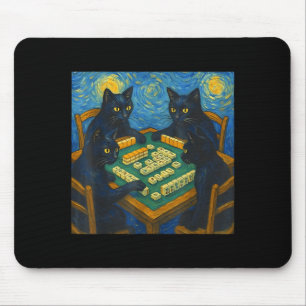 Tapis De Souris Van gogh nuit étoilée chat jouant au mahjong chino