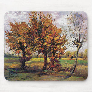 Tapis De Souris Van Gogh - Paysage d'automne avec quatre arbres