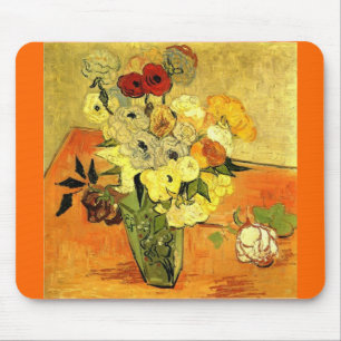 Tapis De Souris Van Gogh Peinture Fleurs blanches Vins
