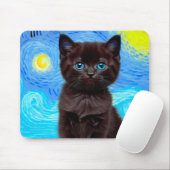 Tapis De Souris Van Gogh Starry Night Black Cat (Avec souris)