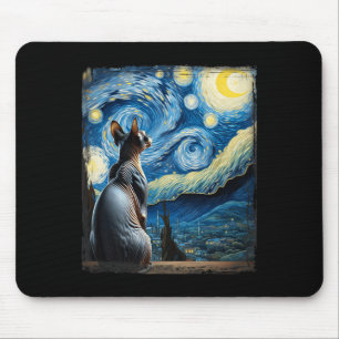 Tapis De Souris Van Gogh Starry Style de nuit Sphynx Artistique Ch