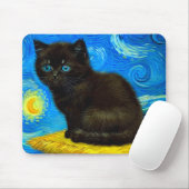 Tapis De Souris Van Gogh Style Starry Night Cat (Avec souris)
