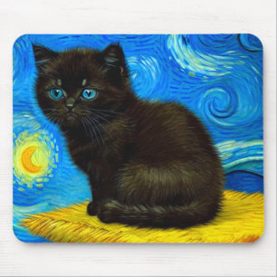 Tapis De Souris Van Gogh Style Starry Night Cat