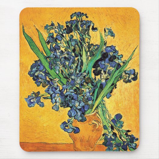 Tapis De Souris Van Gogh - Vase avec iris Fond jaune (Devant)