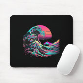 Tapis De Souris Vaperwave Glitch esthétique Great Wave Retrowave S (Avec souris)