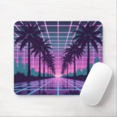 Tapis De Souris Vaporwave 80s Neon Grid Synthwave Art Poster (Avec souris)