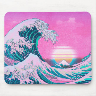 Tapis De Souris Vaporwave Esthétique Grand Wave Sunset