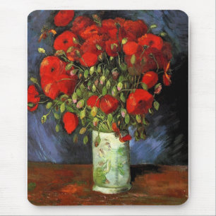 Tapis De Souris Vase aux Coquelicots Rouges Vincent van Gogh