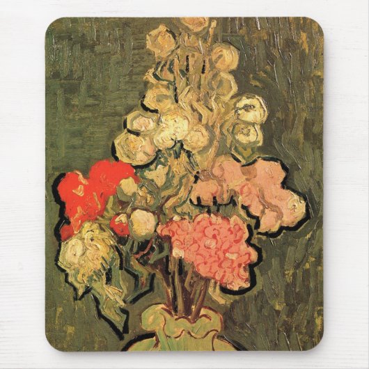 Tapis De Souris Vase avec Rose Mallows par Vincent van Gogh (Devant)