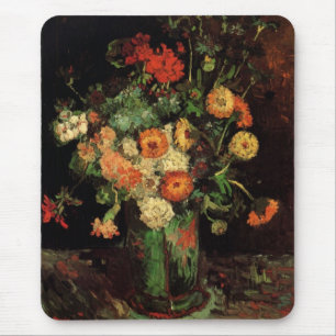Tapis De Souris Vase avec Zinnias et Geraniums, Vincent van Gogh