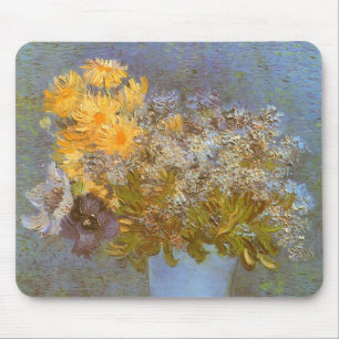 Tapis De Souris Vase de Vincent van Gogh aux lilas, marguerites et