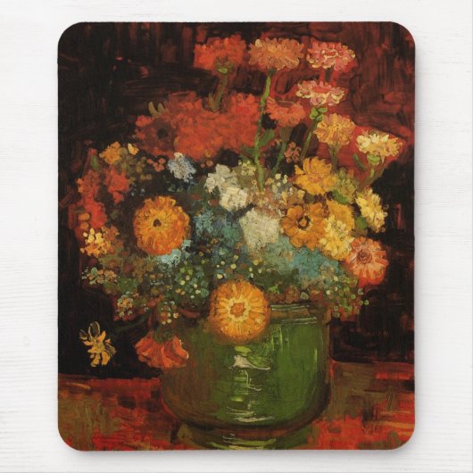 Tapis De Souris Vase Still Life avec Zinnias par Vincent van Gogh (Devant)