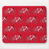 Tapis De Souris Vélo blanc sur rouge  (Devant)