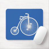 Tapis De Souris Vélo blanc vintage sur bleu (Avec souris)