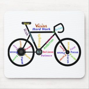 Tapis De Souris Vélo de motivation, cycle, faisant du vélo, mots
