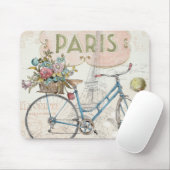 Tapis De Souris Vélo de Paris avec des fleurs (Avec souris)