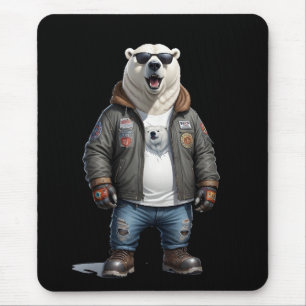 Tapis De Souris Vélo d'ours polaire Rebel Veste en cuir Cool Urban