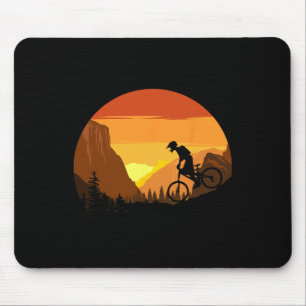 Tapis De Souris Vélo tout terrain Rétro Coucher de soleil Sentier