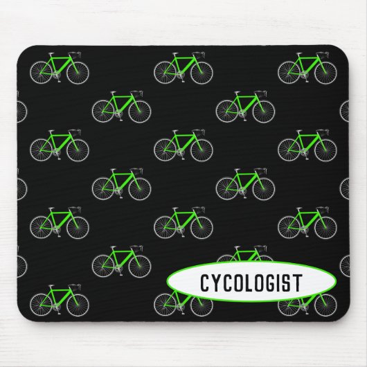 Tapis De Souris vélo vert cycologue sur noir (Devant)