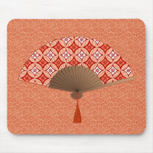 Tapis De Souris Ventilateur Japonais, Shippo Motif, Mandarin Orang (Devant)