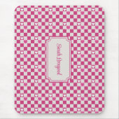 Tapis De Souris Vérificateurs et coeurs roses (Devant)