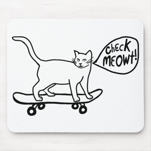Tapis De Souris VÉRIFIER MEOWT Skateboard Cat (Devant)