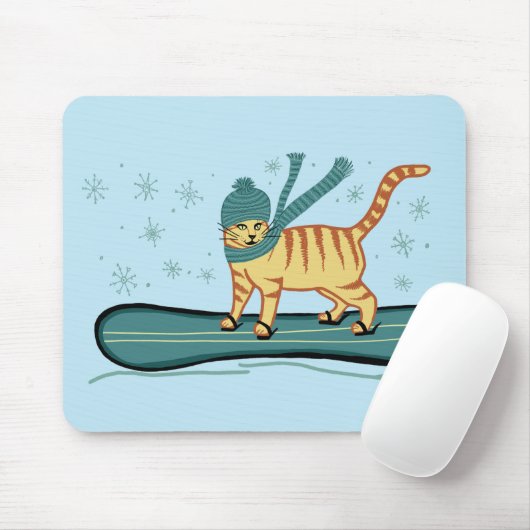 Tapis De Souris VÉRIFIER MEOWT Snowboard Cat (Avec souris)