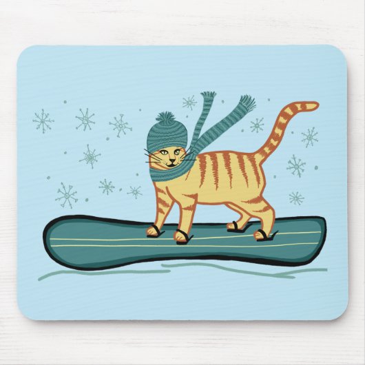 Tapis De Souris VÉRIFIER MEOWT Snowboard Cat (Devant)