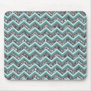 Tapis De Souris Verre coupé foncé et Zigzag Turquoise