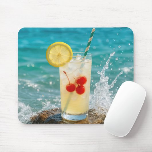 Tapis De Souris Verre De Lemonade Sur Ocean Rock (Avec souris)
