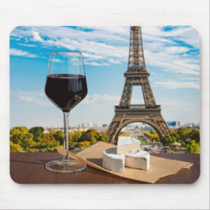 Tapis De Souris Verre de vin au brie sur la tour Eiffel