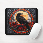 Tapis De Souris Verre Éffrayant Raven (Avec souris)