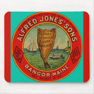 Tapis De Souris vers 1900 Alfred Jones Sons Finnan Haddie étiquett