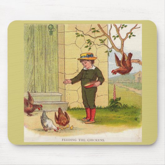 Tapis De Souris vers 1900 Alimenter les poulets (Devant)