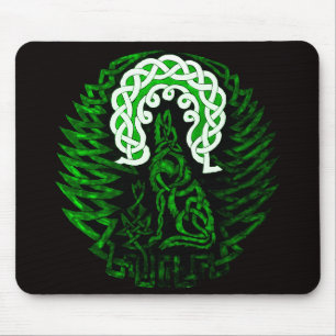 Tapis De Souris Vert celtique de loup/lune