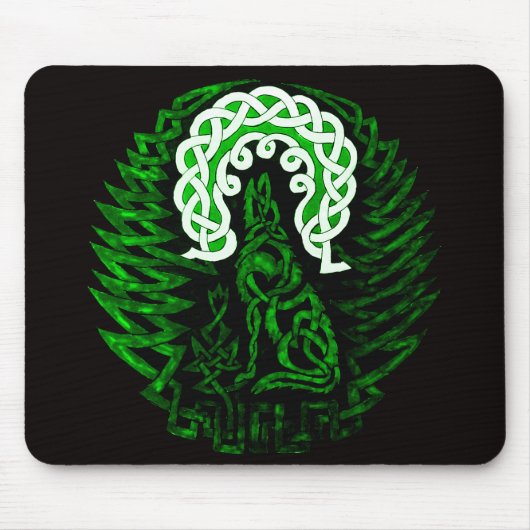 Tapis De Souris Vert celtique de loup/lune (Devant)