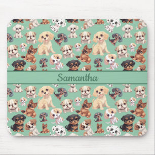 Tapis De Souris Vert Chien Chien Chien Mignonne
