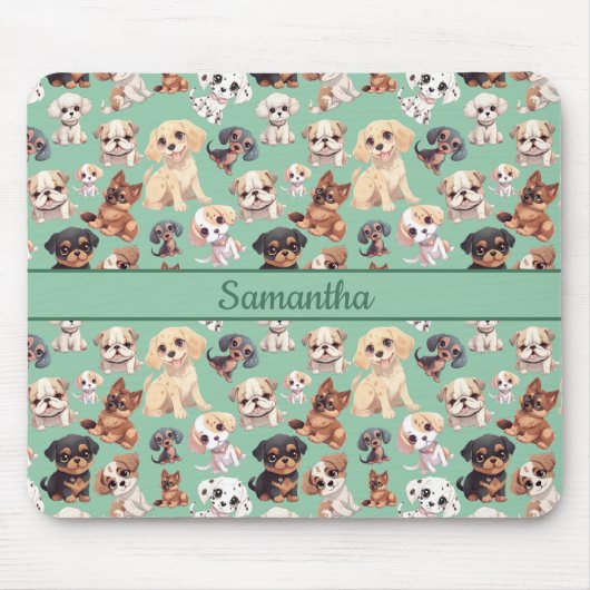 Tapis De Souris Vert Chien Chien Chien Mignonne (Devant)