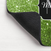 Tapis De Souris Vert clair verdure paillettes scintille Monogramme (Coin)