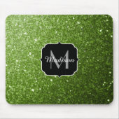Tapis De Souris Vert clair verdure paillettes scintille Monogramme (Devant)