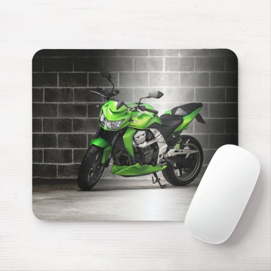 Tapis de souris vert de moto (Avec souris)