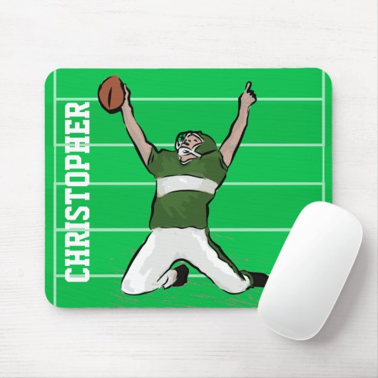 Tapis De Souris Vert et blanc faits sur commande de touchdown de (Avec souris)
