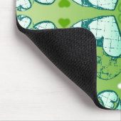 Tapis De Souris Vert et blanc Whimsical Romantique Coeurs motif (Coin)