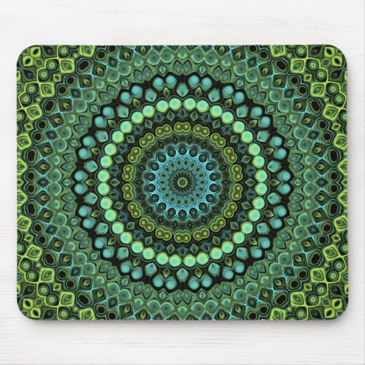 Tapis De Souris Vert et bleu Peacock Mandala Design (Devant)