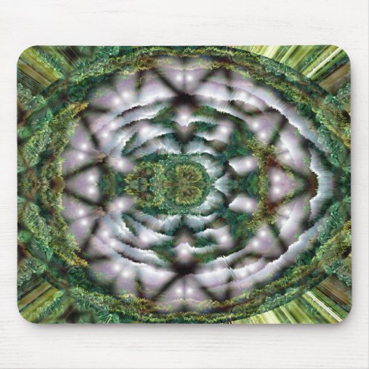 Tapis de souris vert foncé jaune design abstrait (Devant)