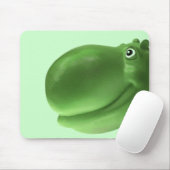 Tapis De Souris Vert heureux d'hippopotame (Avec souris)