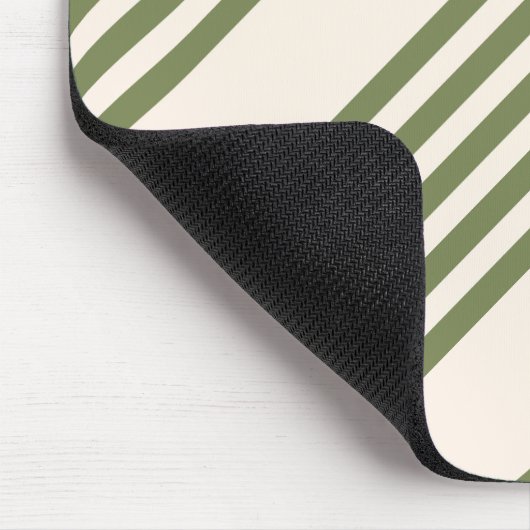 Tapis De Souris Vert olive et beige cinq rayures motif (Coin)